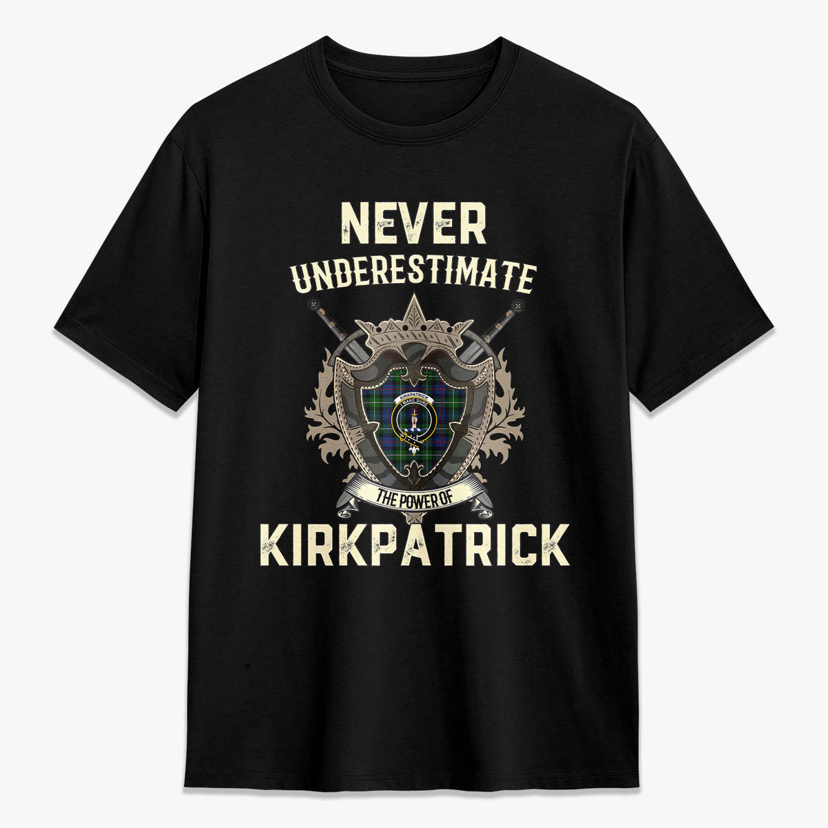 Kirkpatrick Tartan Crest 2D T-shirt - Never Underestimate Style