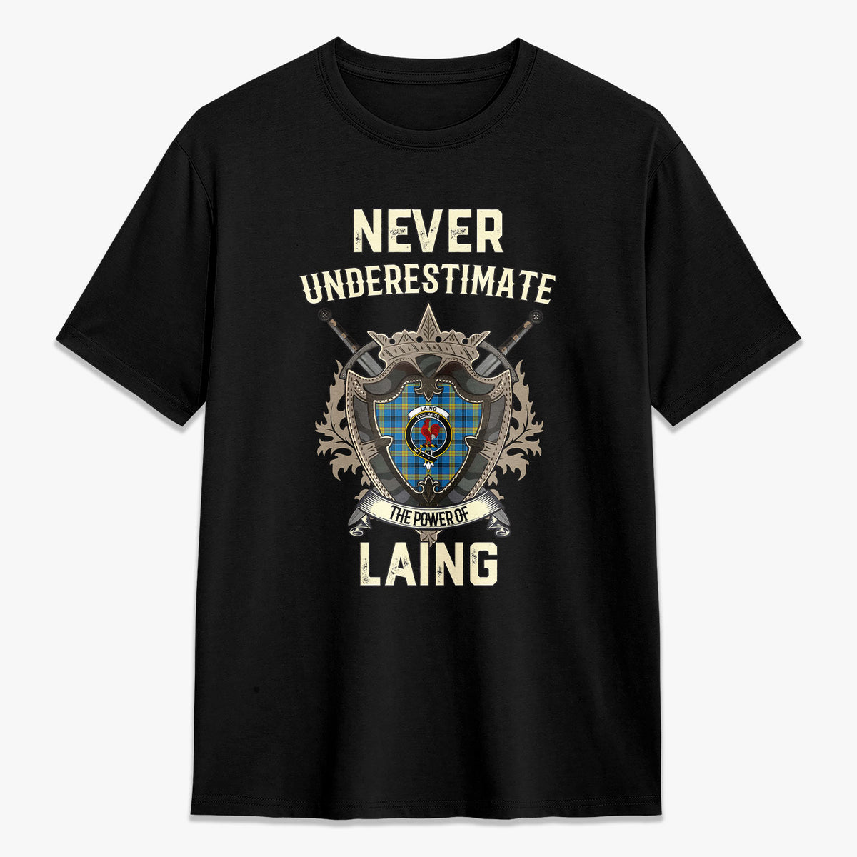 Laing Tartan Crest 2D T-shirt - Never Underestimate Style