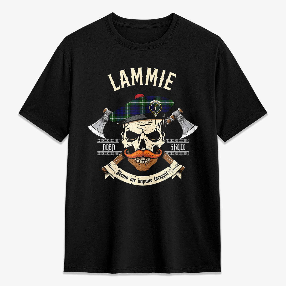 Lammie Tartan Crest 2D T-shirt - Alba Skull Style