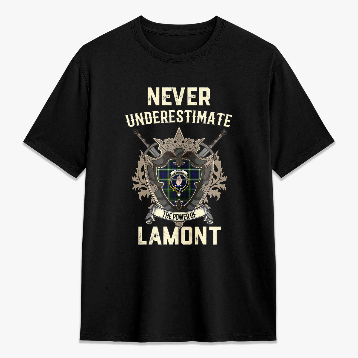 Lamont Modern Tartan Crest 2D T-shirt - Never Underestimate Style