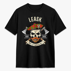 Leask Tartan Crest 2D T-shirt - Alba Skull Style