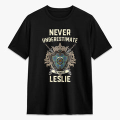 Leslie Hunting Ancient Tartan Crest 2D T-shirt - Never Underestimate Style