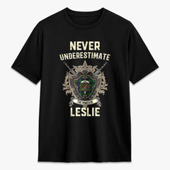Leslie Hunting Tartan Crest 2D T-shirt - Never Underestimate Style