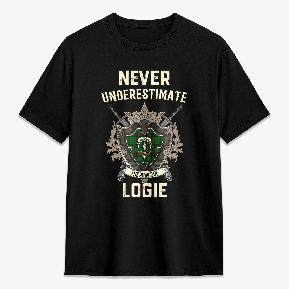 Logie Tartan Crest 2D T-shirt - Never Underestimate Style