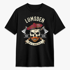 Lumsden Modern Tartan Crest 2D T-shirt - Alba Skull Style