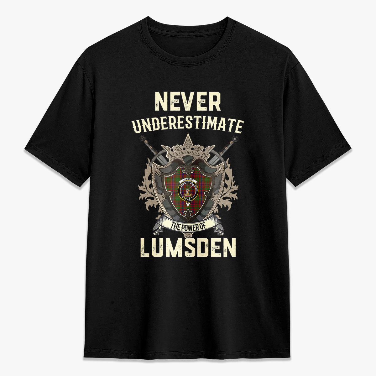 Lumsden Tartan Crest 2D T-shirt - Never Underestimate Style