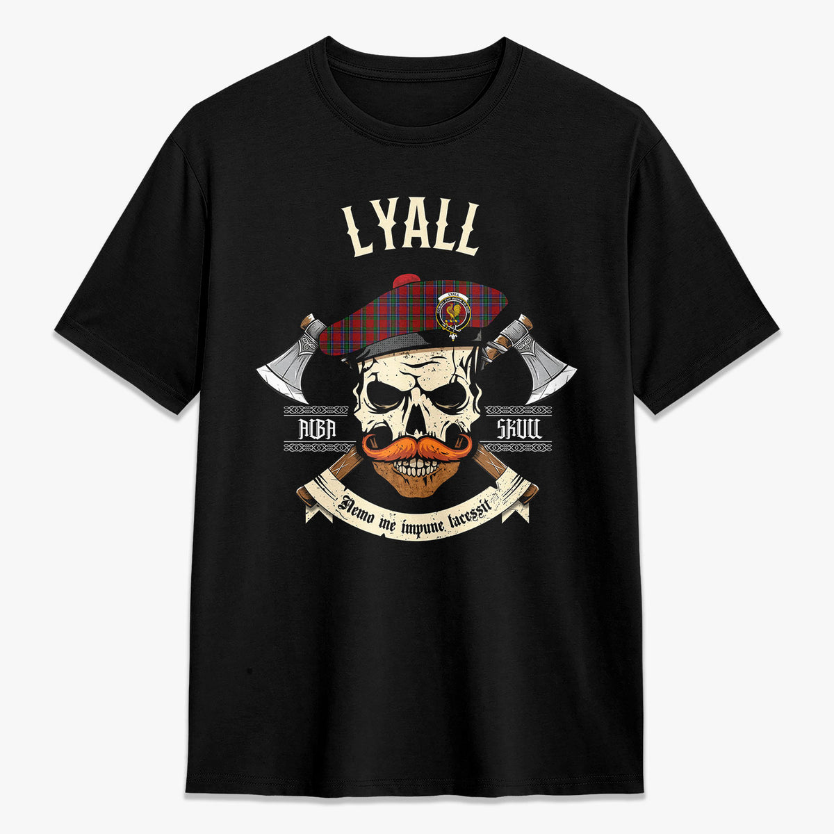 Lyall Tartan Crest 2D T-shirt - Alba Skull Style