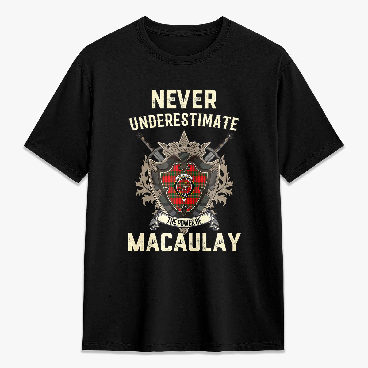 MacAulay Modern Tartan Crest 2D T-shirt - Never Underestimate Style