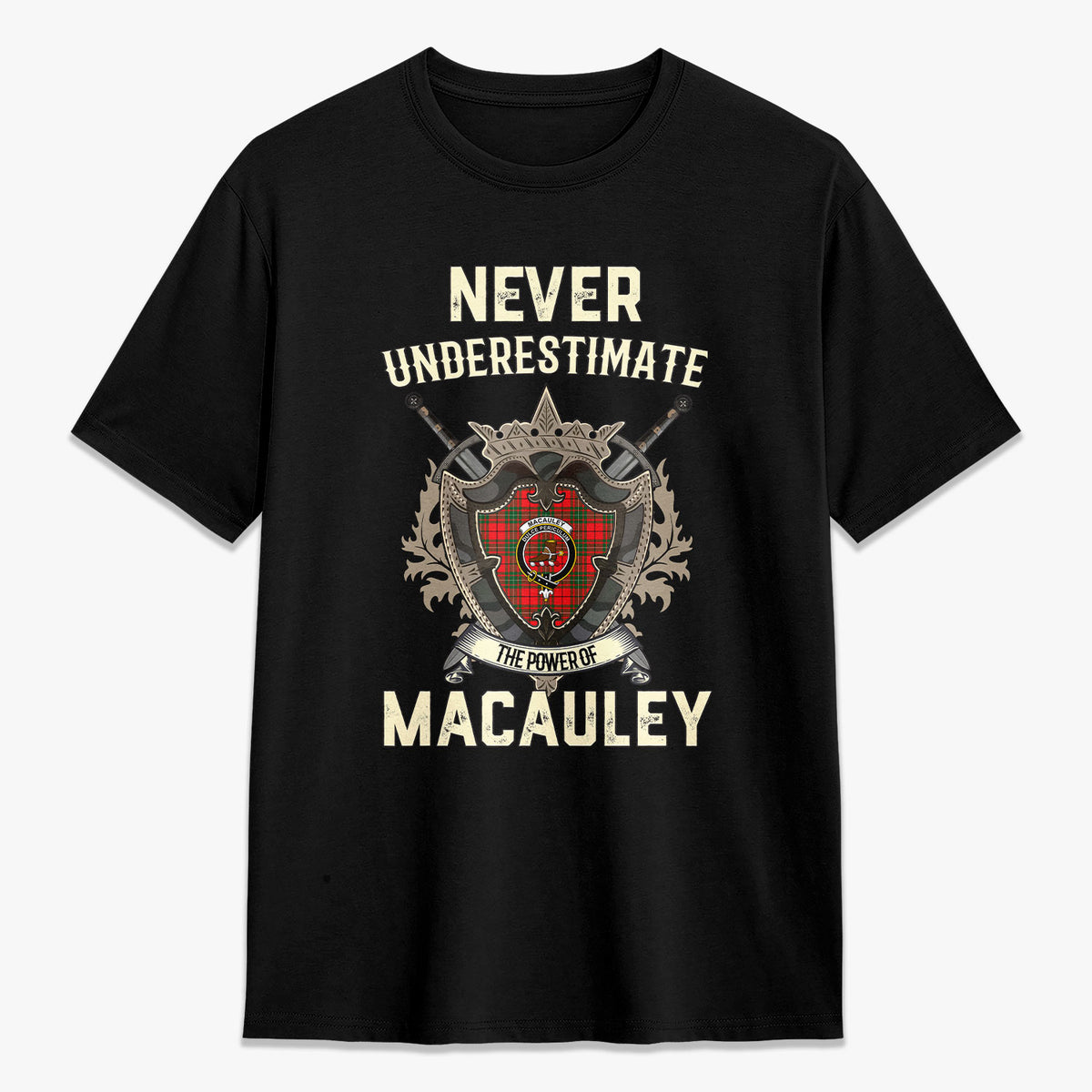 MacAuley Modern Tartan Crest 2D T-shirt - Never Underestimate Style