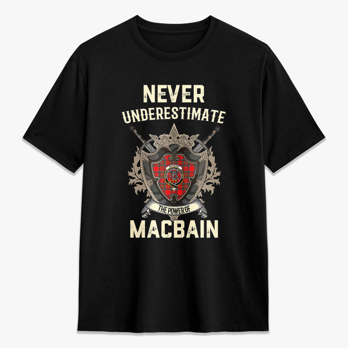 MacBain Tartan Crest 2D T-shirt - Never Underestimate Style