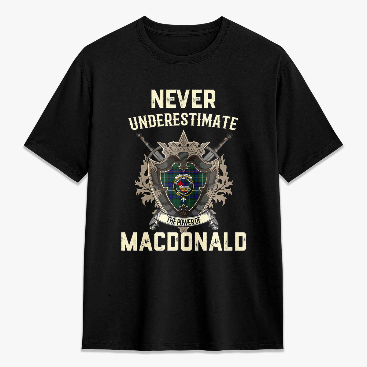 MacDonald of the Isles Hunting Modern Tartan Crest 2D T-shirt - Never Underestimate Style