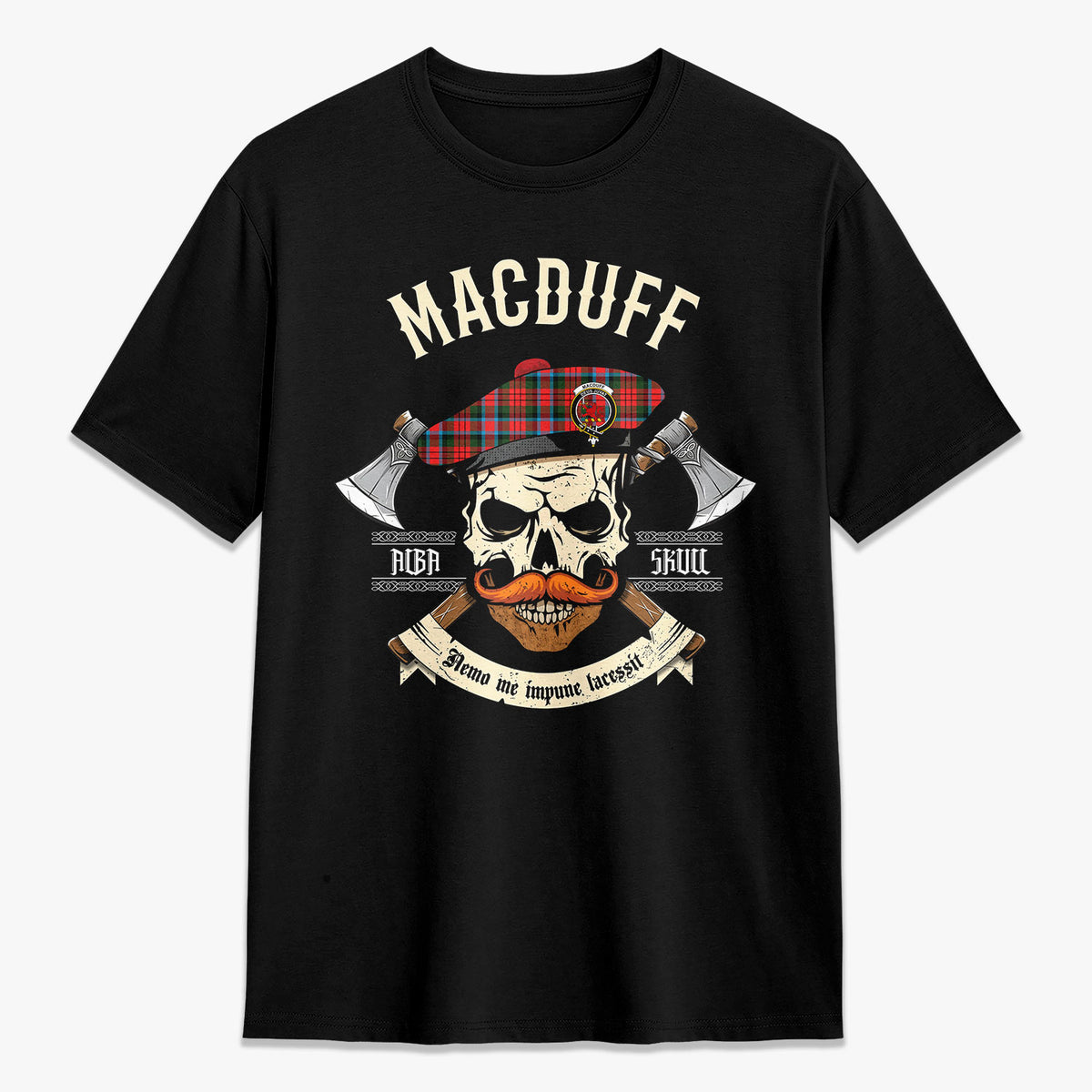 MacDuff Modern Tartan Crest 2D T-shirt - Alba Skull Style