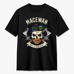 MacEwan Modern Tartan Crest 2D T-shirt - Alba Skull Style