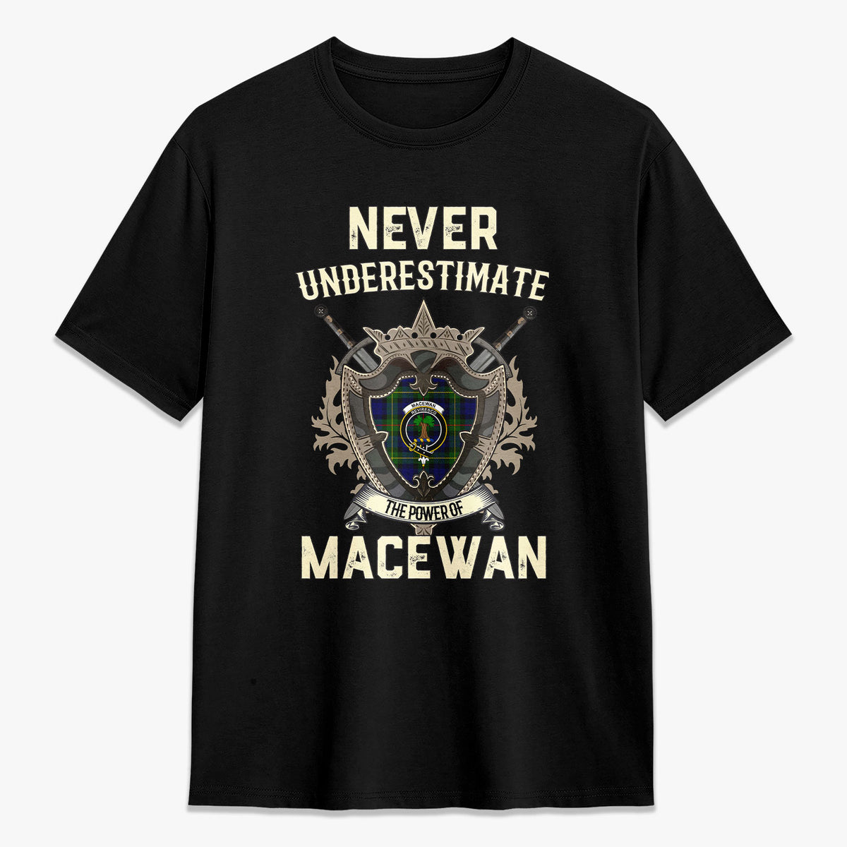 MacEwan Modern Tartan Crest 2D T-shirt - Never Underestimate Style