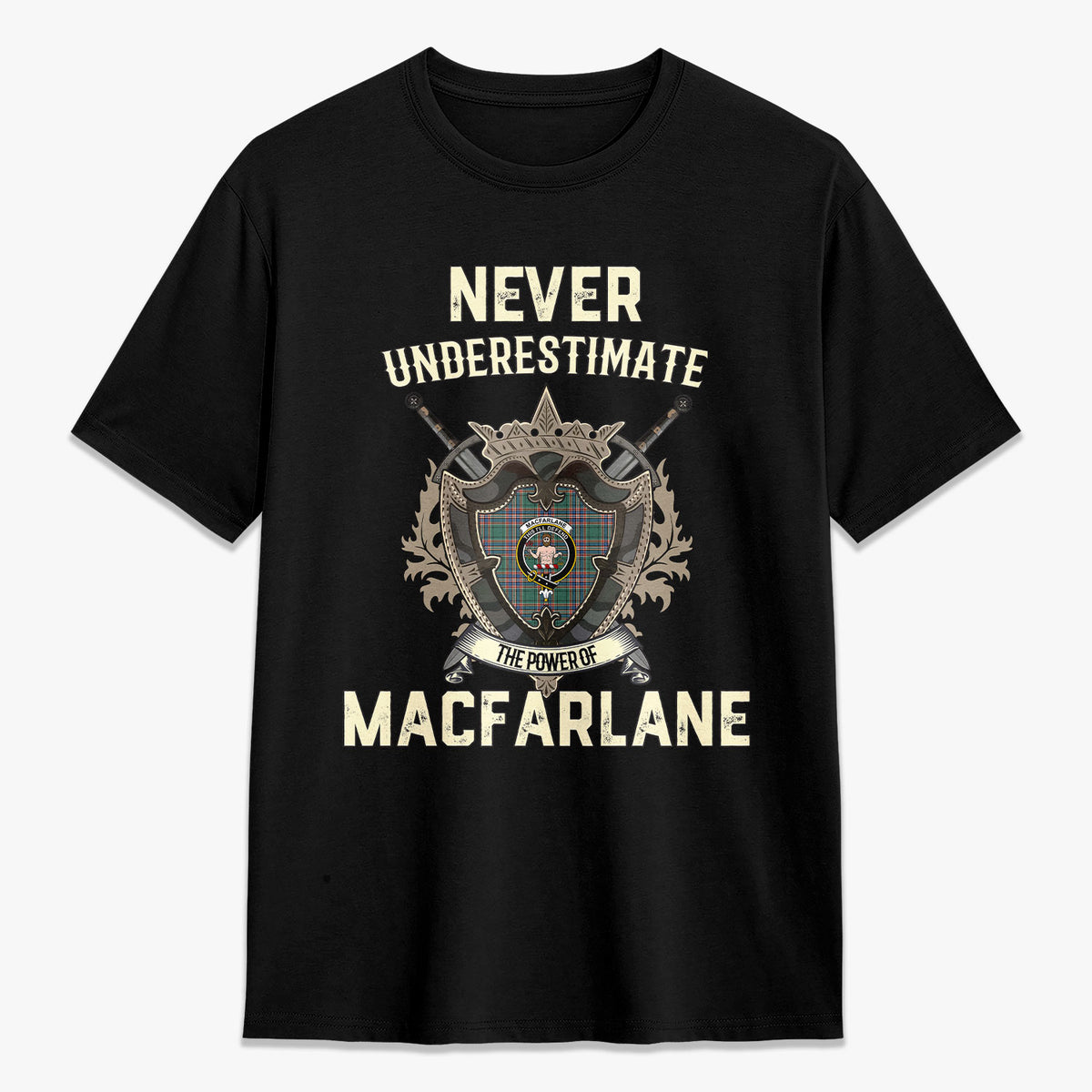 MacFarlane Hunting Ancient Tartan Crest 2D T-shirt - Never Underestimate Style
