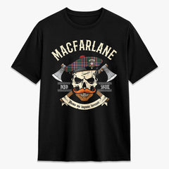 MacFarlane Hunting Modern Tartan Crest 2D T-shirt - Alba Skull Style