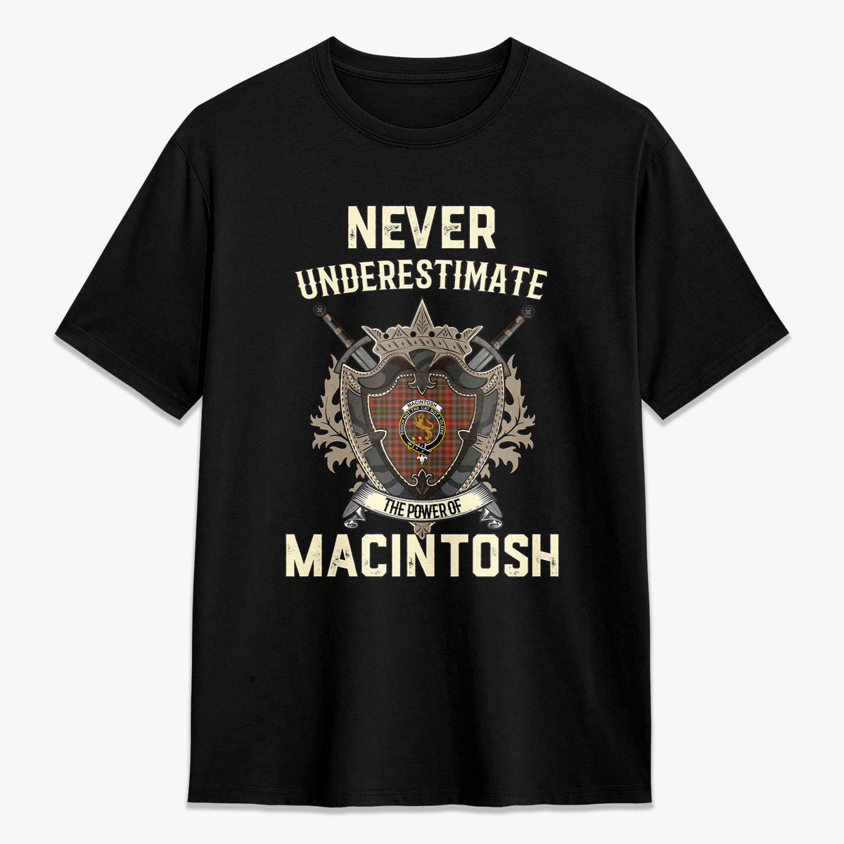 MacIntosh Hunting Weathered Tartan Crest 2D T-shirt - Never Underestimate Style