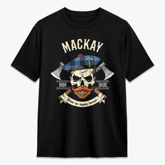 MacKay Blue Tartan Crest 2D T-shirt - Alba Skull Style