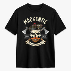 MacKenzie Weathered Tartan Crest 2D T-shirt - Alba Skull Style