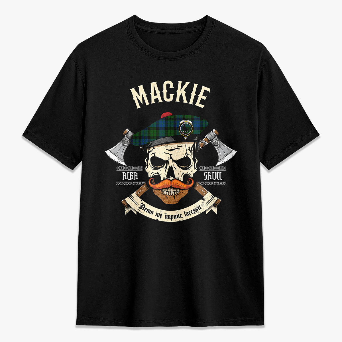 MacKie Tartan Crest 2D T-shirt - Alba Skull Style