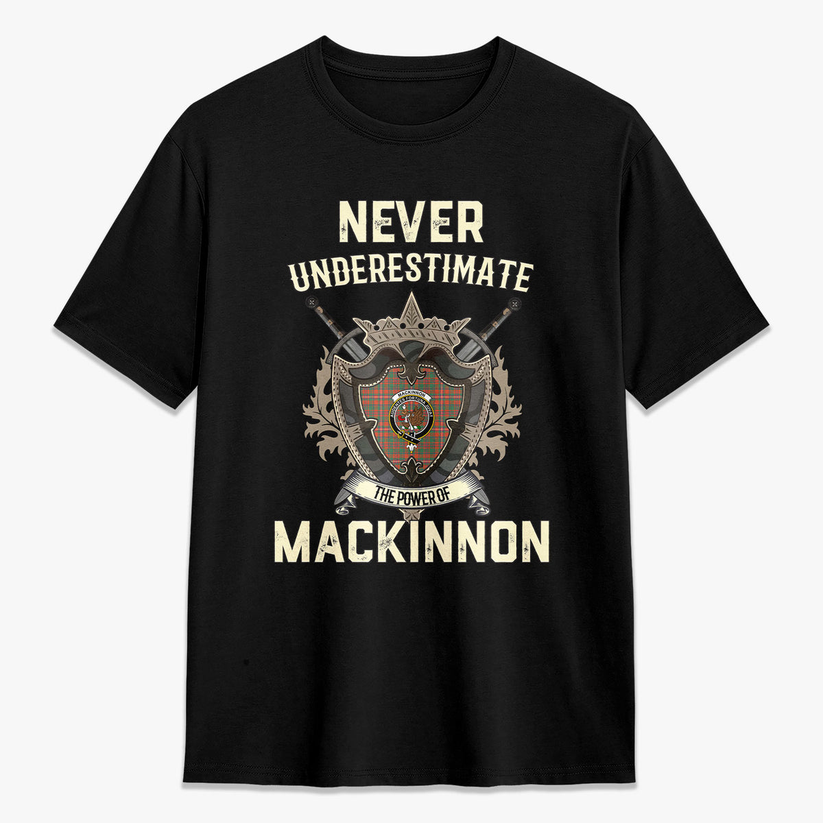 MacKinnon Ancient Tartan Crest 2D T-shirt - Never Underestimate Style
