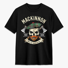 MacKinnon Hunting Ancient Tartan Crest 2D T-shirt - Alba Skull Style