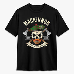 MacKinnon Hunting Modern Tartan Crest 2D T-shirt - Alba Skull Style