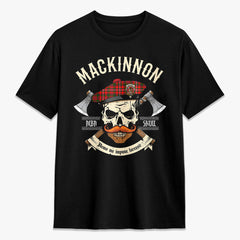 MacKinnon Modern Tartan Crest 2D T-shirt - Alba Skull Style