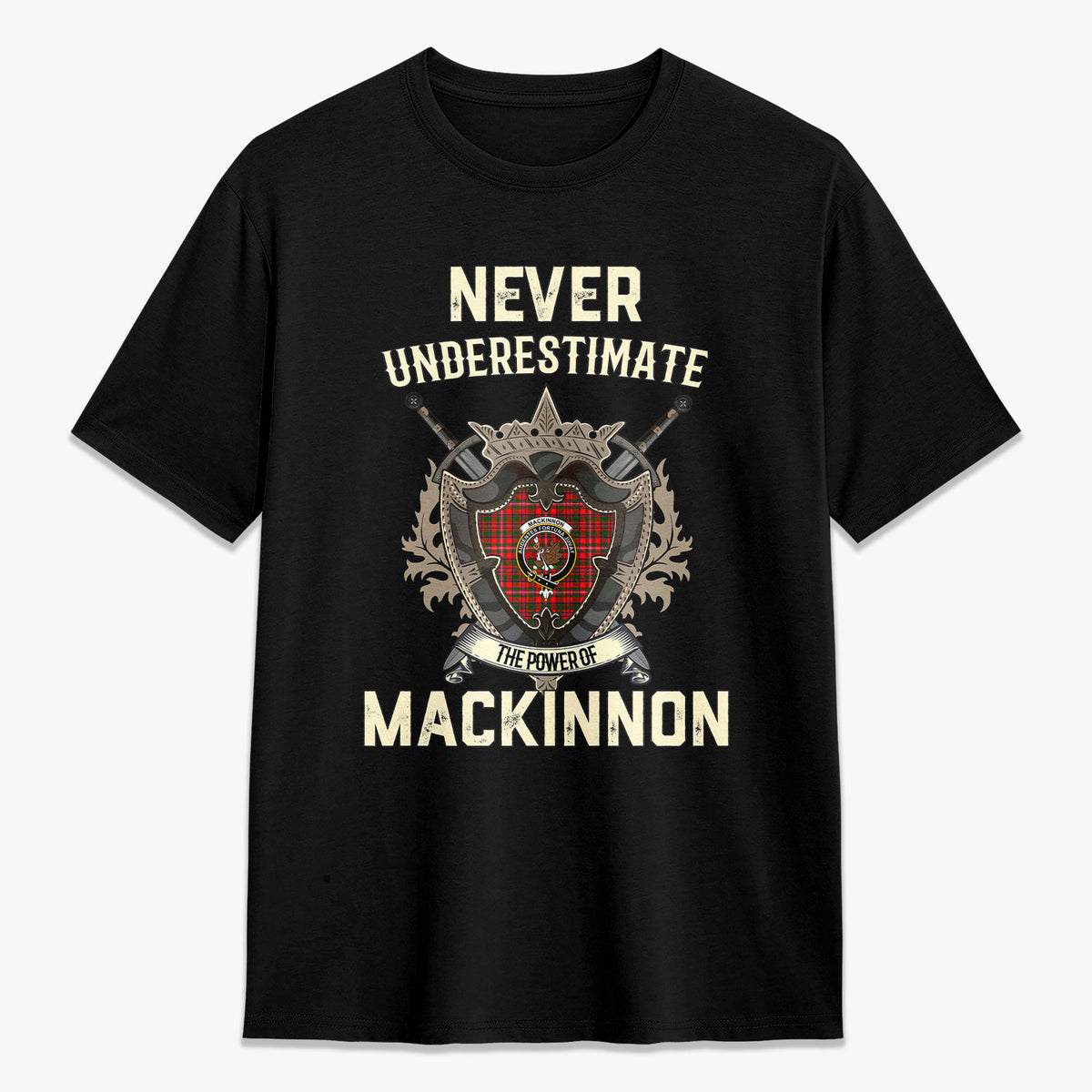 MacKinnon Modern Tartan Crest 2D T-shirt - Never Underestimate Style