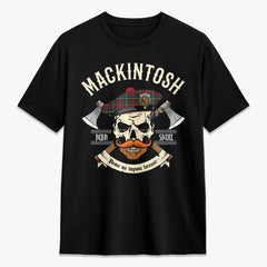 MacKintosh Hunting Modern Tartan Crest 2D T-shirt - Alba Skull Style