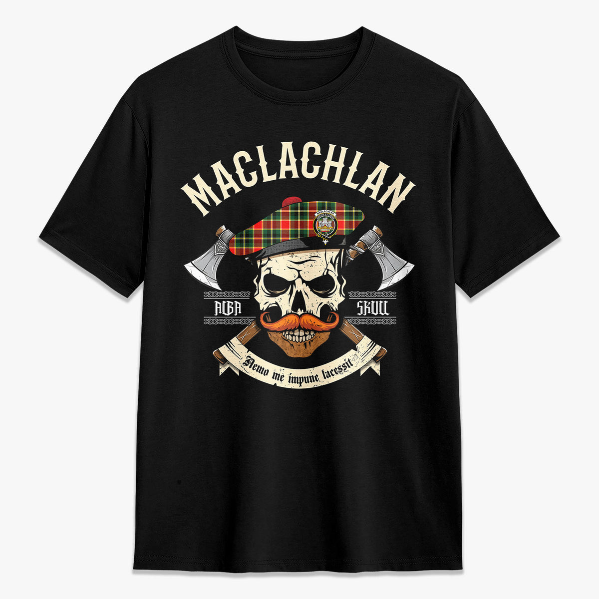 MacLachlan Hunting Modern Tartan Crest 2D T-shirt - Alba Skull Style