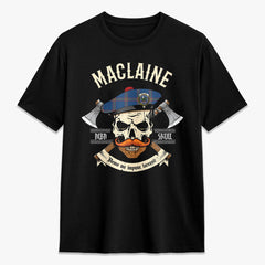 MacLaine of Loch Buie Hunting Ancient Tartan Crest 2D T-shirt - Alba Skull Style