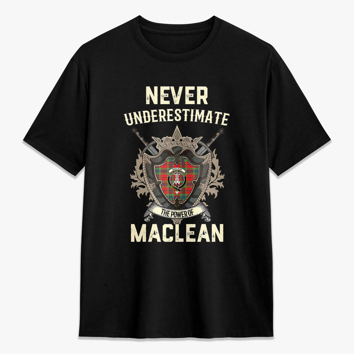 MacLean of Duart Modern Tartan Crest 2D T-shirt - Never Underestimate Style