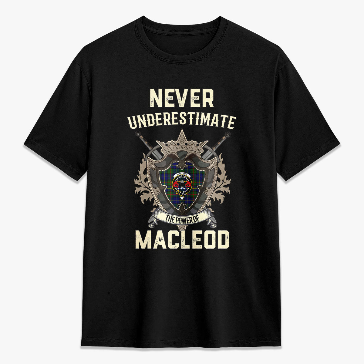 MacLeod of Harris Modern Tartan Crest 2D T-shirt - Never Underestimate Style