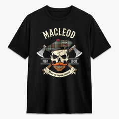 MacLeod of Harris Weathered Tartan Crest 2D T-shirt - Alba Skull Style