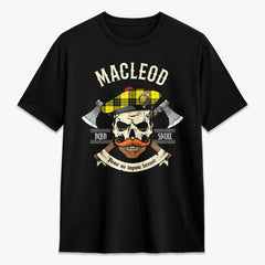 MacLeod of Lewis Modern Tartan Crest 2D T-shirt - Alba Skull Style