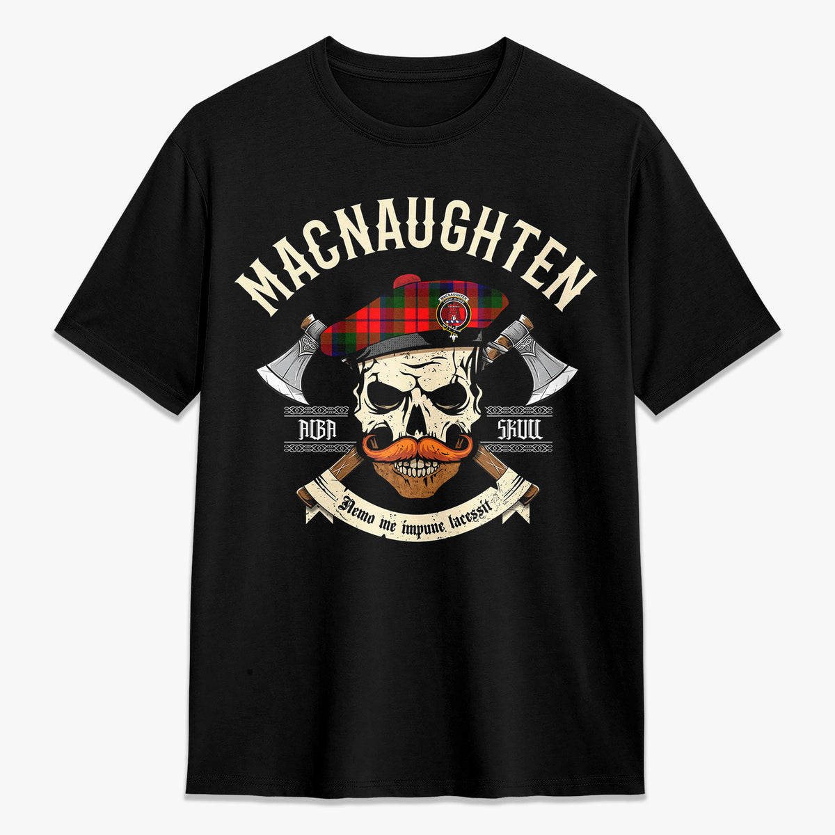 MacNaughten Tartan Crest 2D T-shirt - Alba Skull Style