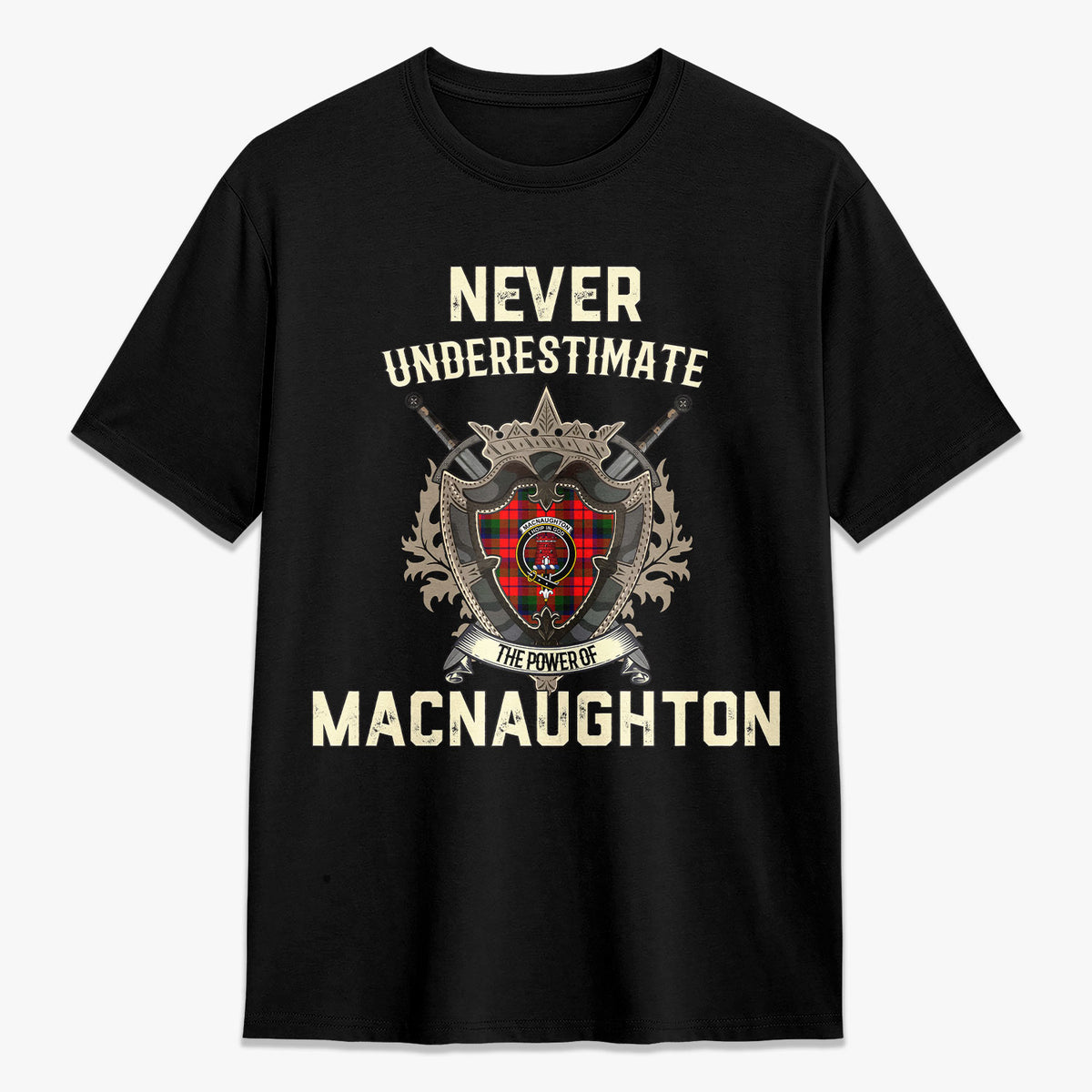 MacNaughton Modern Tartan Crest 2D T-shirt - Never Underestimate Style