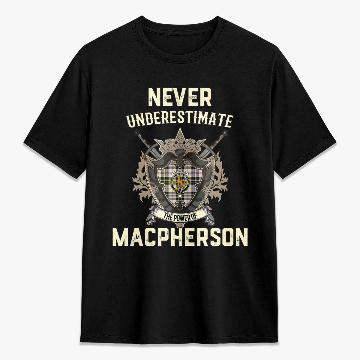 MacPherson Dress Ancient Tartan Crest 2D T-shirt - Never Underestimate Style