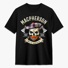 MacPherson Hunting Modern Tartan Crest 2D T-shirt - Alba Skull Style