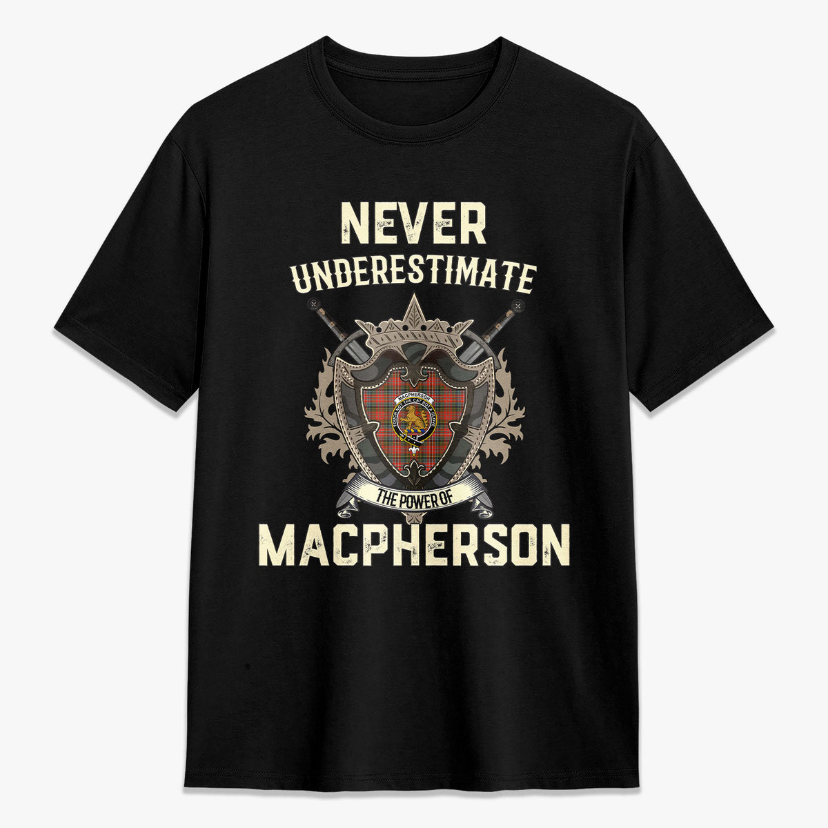 MacPherson Weathered Tartan Crest 2D T-shirt - Never Underestimate Style