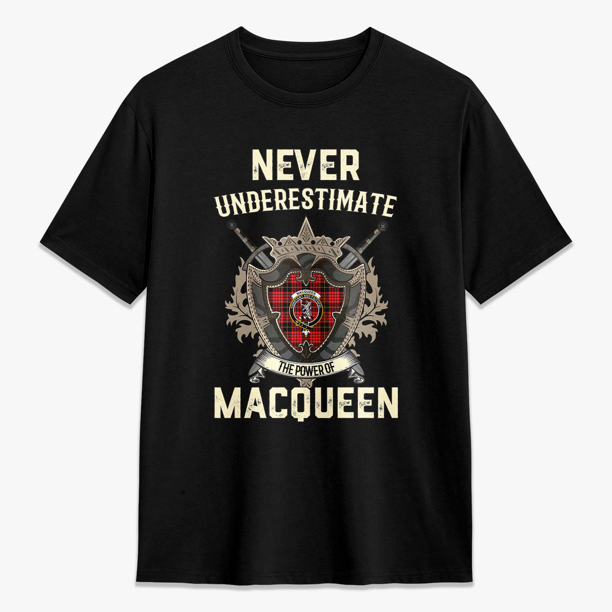 MacQueen Modern Tartan Crest 2D T-shirt - Never Underestimate Style