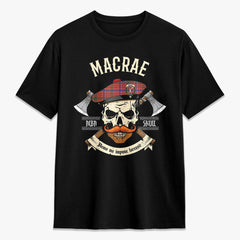 MacRae Ancient Tartan Crest 2D T-shirt - Alba Skull Style