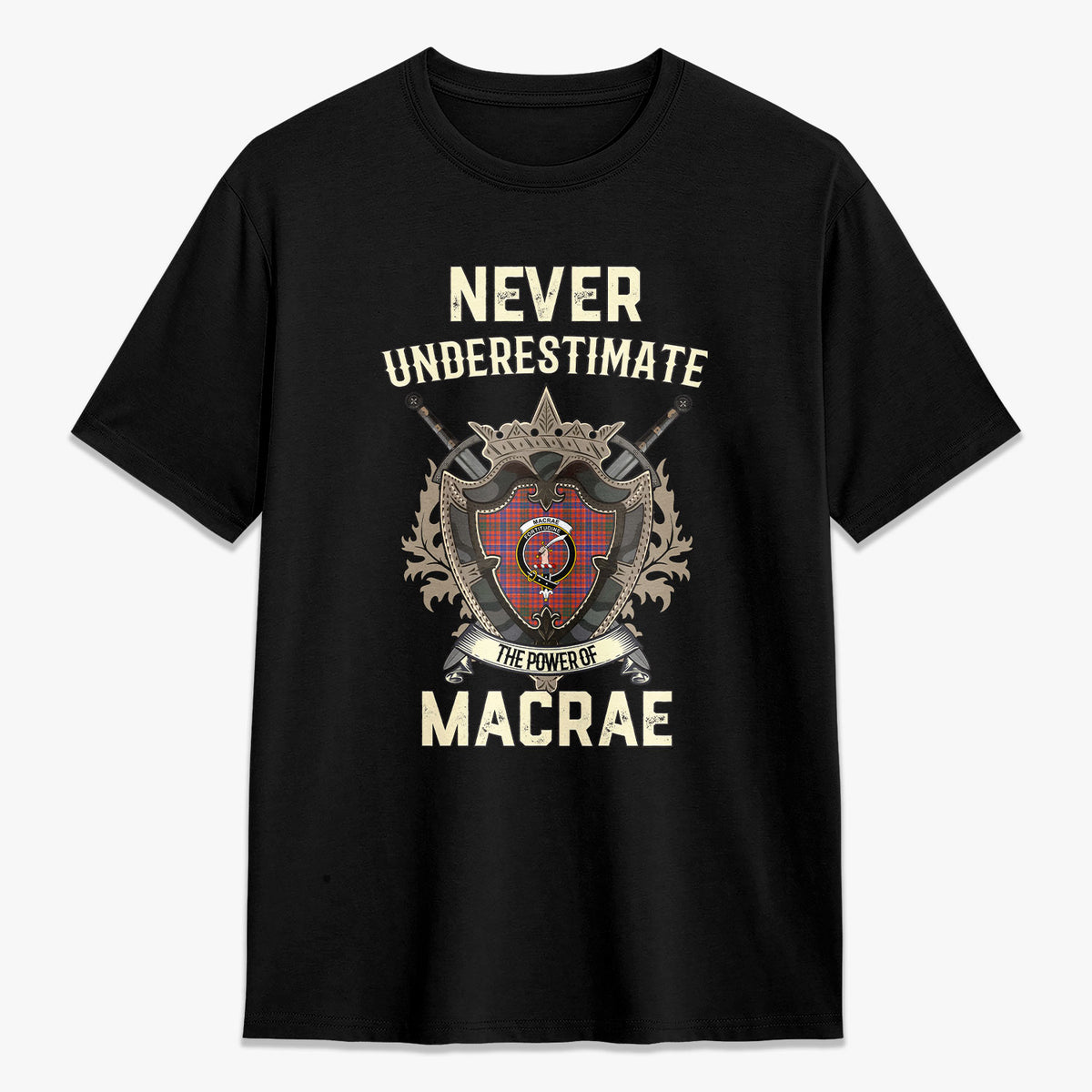 MacRae Ancient Tartan Crest 2D T-shirt - Never Underestimate Style