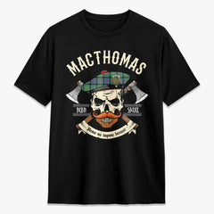 MacThomas Ancient Tartan Crest 2D T-shirt - Alba Skull Style