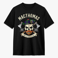 MacThomas Modern Tartan Crest 2D T-shirt - Alba Skull Style