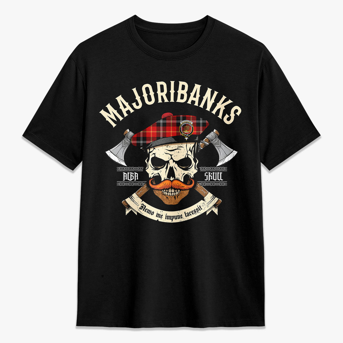 Majoribanks Tartan Crest 2D T-shirt - Alba Skull Style