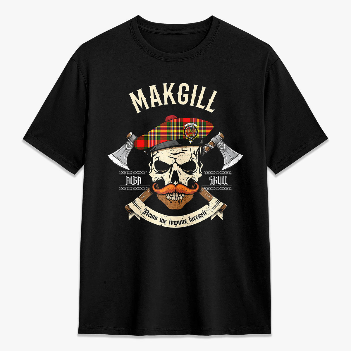 Makgill Tartan Crest 2D T-shirt - Alba Skull Style