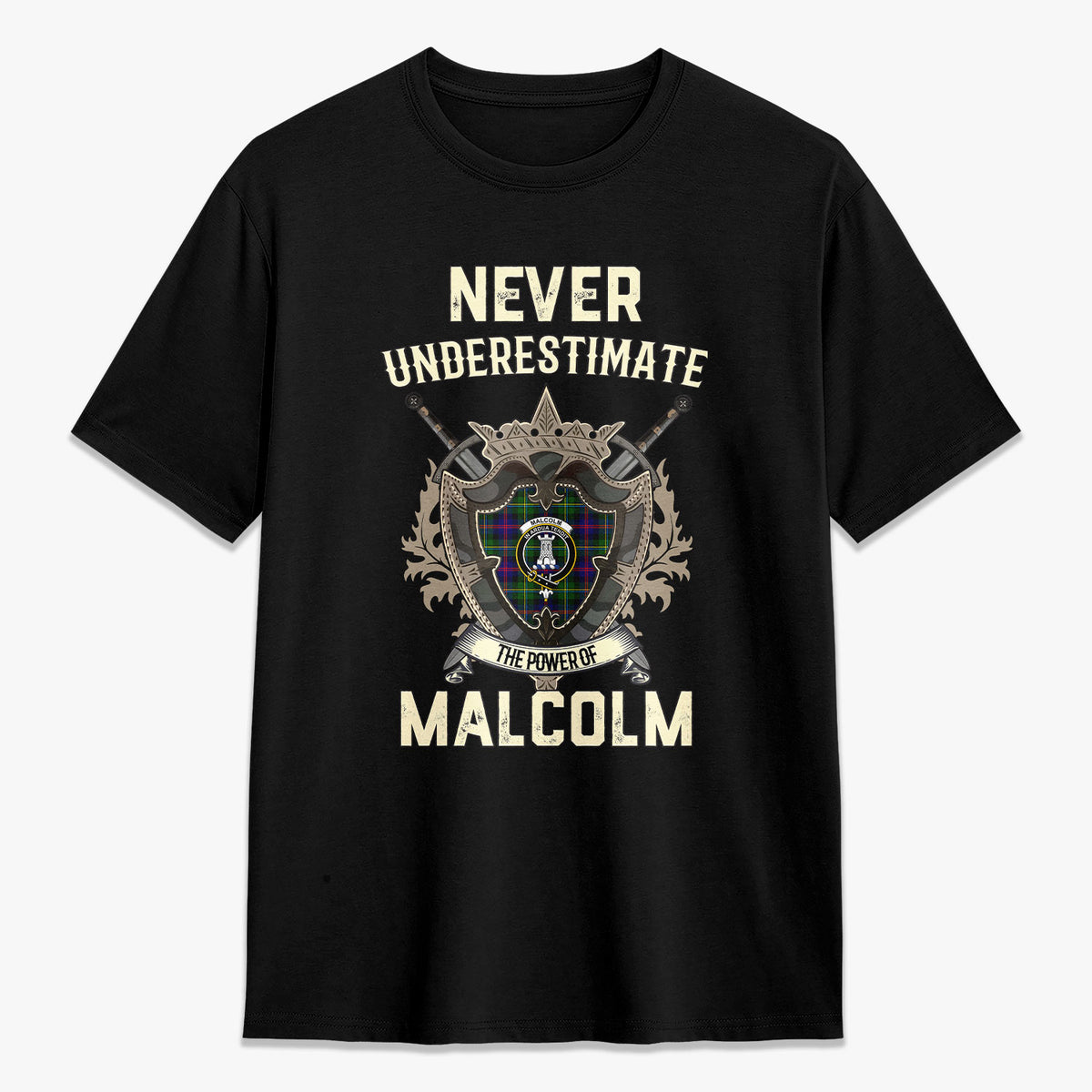 Malcolm (or MacCallum) Tartan Crest 2D T-shirt - Never Underestimate Style