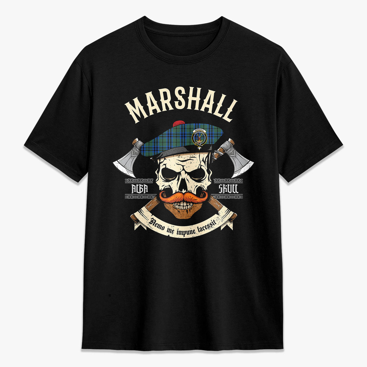 Marshall Tartan Crest 2D T-shirt - Alba Skull Style